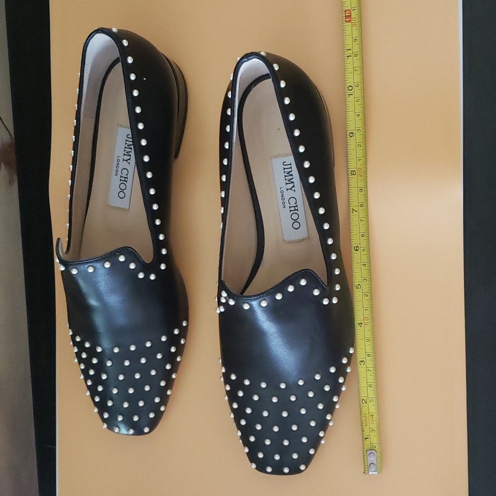 Jimmy Choo Black Studded Flats - Picture 8 of 9